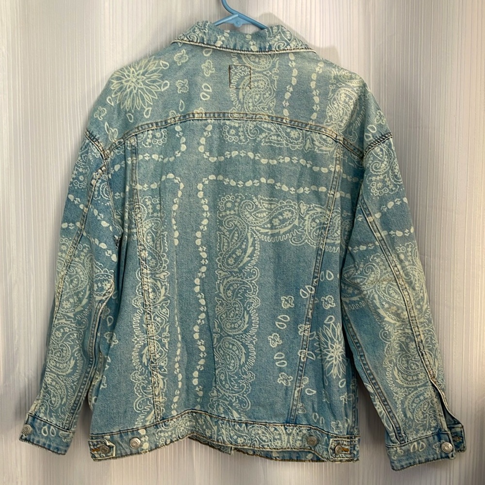 Wild Fable‎ Paisley Bandanna Print Denim Jean Jacket Medium - Picture 2 of 12